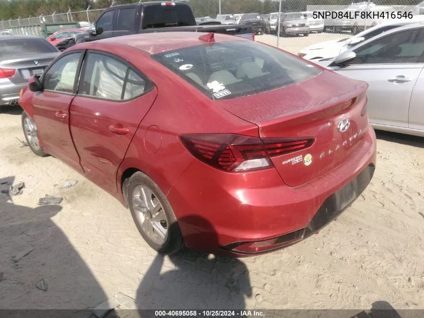 2019 Hyundai Elantra Sel VIN: 5NPD84LF8KH416546 Lot: 40695058