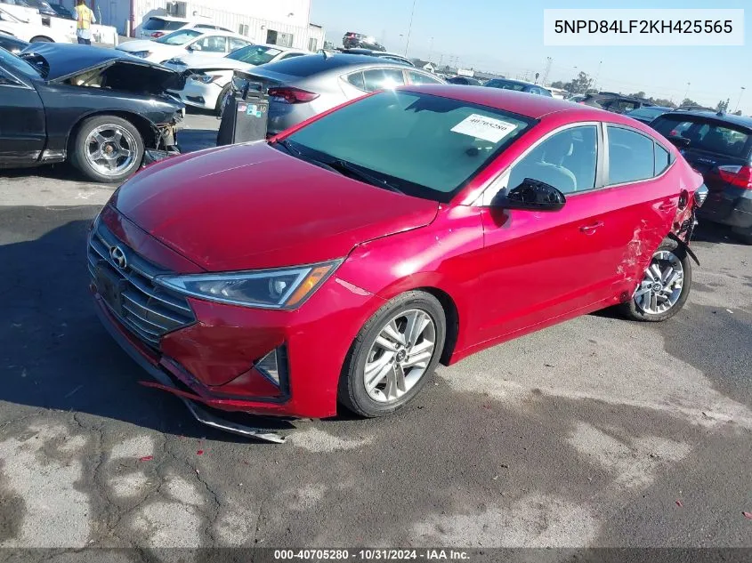 2019 Hyundai Elantra Sel VIN: 5NPD84LF2KH425565 Lot: 40705280