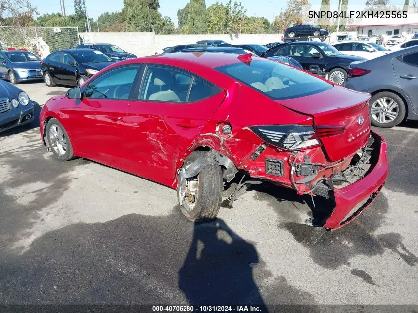 2019 Hyundai Elantra Sel VIN: 5NPD84LF2KH425565 Lot: 40705280