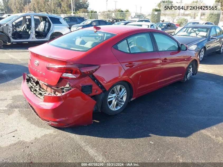 2019 Hyundai Elantra Sel VIN: 5NPD84LF2KH425565 Lot: 40705280