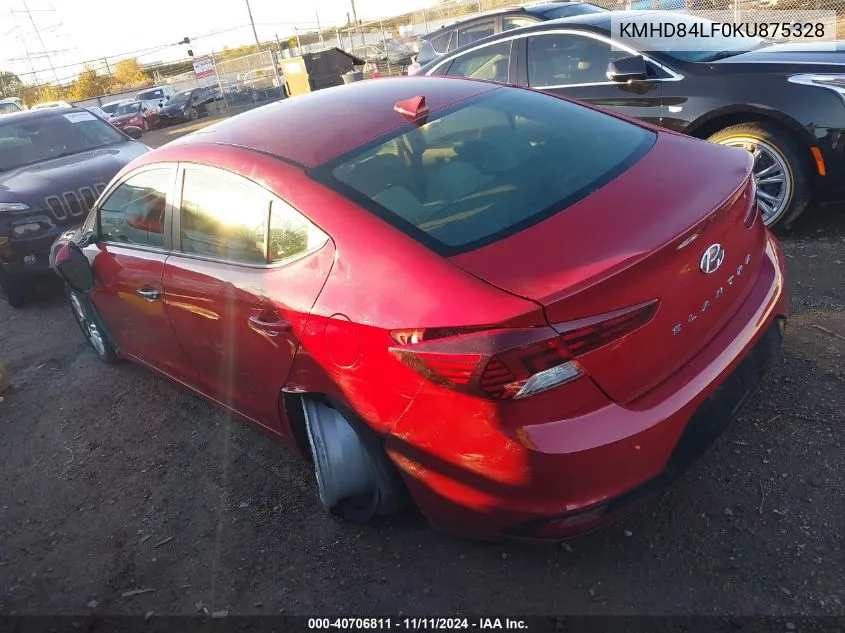 2019 Hyundai Elantra Value Edition VIN: KMHD84LF0KU875328 Lot: 40706811