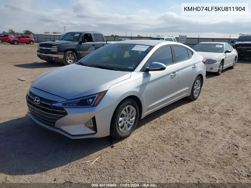 2019 Hyundai Elantra Se VIN: KMHD74LF5KU811904 Lot: 40716958