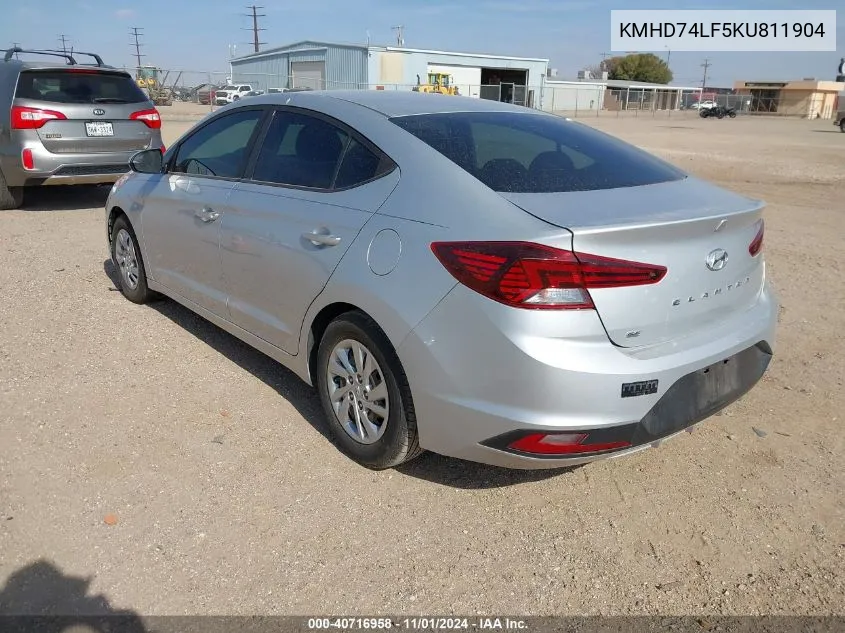 2019 Hyundai Elantra Se VIN: KMHD74LF5KU811904 Lot: 40716958