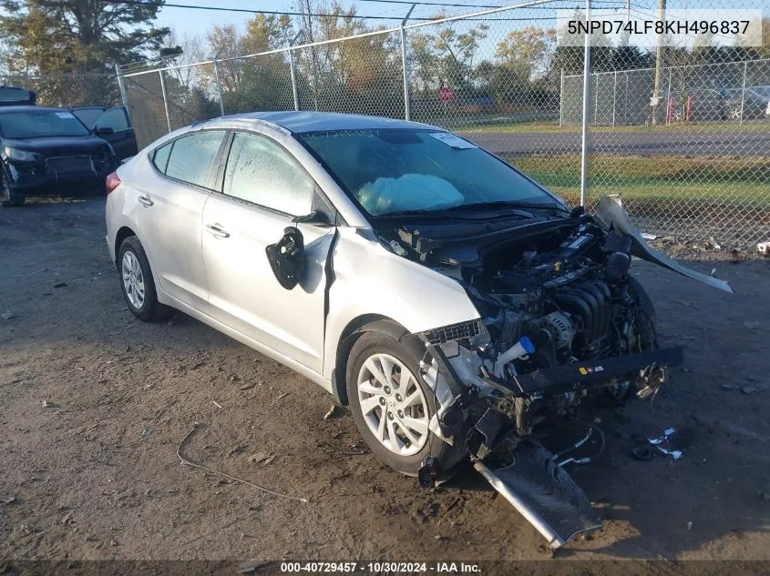 2019 Hyundai Elantra Se VIN: 5NPD74LF8KH496837 Lot: 40729457