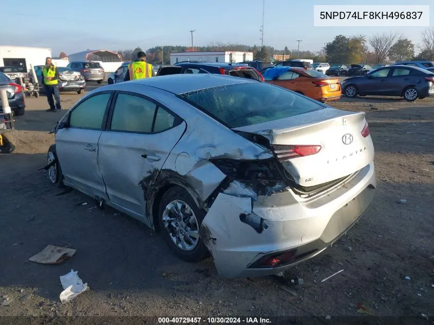 2019 Hyundai Elantra Se VIN: 5NPD74LF8KH496837 Lot: 40729457