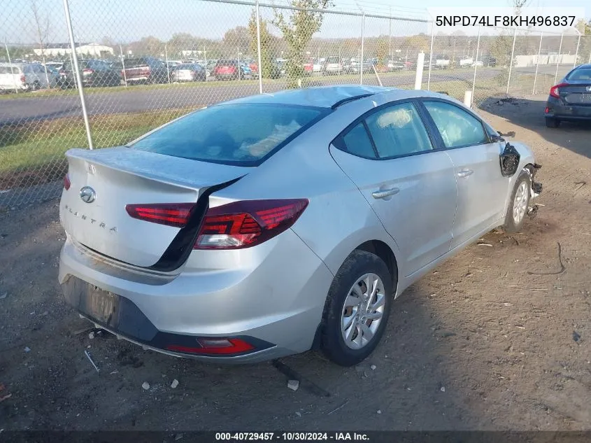 2019 Hyundai Elantra Se VIN: 5NPD74LF8KH496837 Lot: 40729457