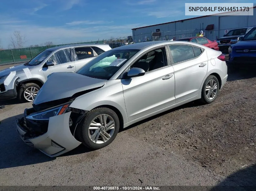 2019 Hyundai Elantra Sel VIN: 5NPD84LF5KH451173 Lot: 40738875