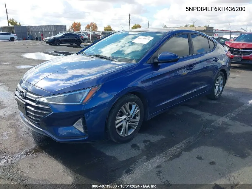 2019 Hyundai Elantra Sel VIN: 5NPD84LF6KH436200 Lot: 40739638