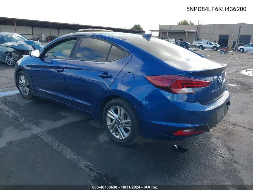 2019 Hyundai Elantra Sel VIN: 5NPD84LF6KH436200 Lot: 40739638