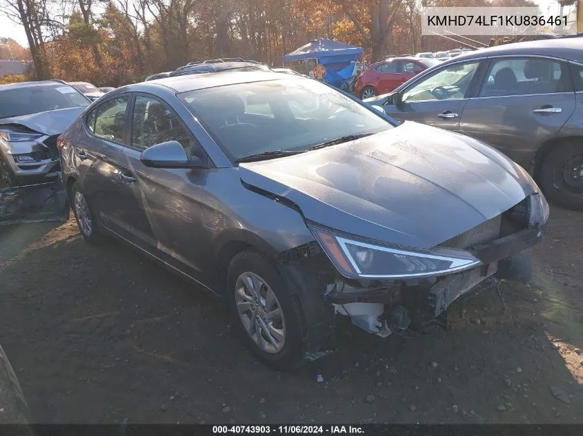 2019 Hyundai Elantra Se VIN: KMHD74LF1KU836461 Lot: 40743903