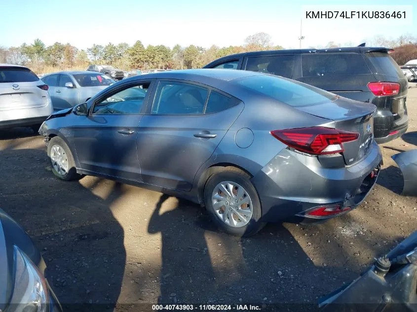 2019 Hyundai Elantra Se VIN: KMHD74LF1KU836461 Lot: 40743903