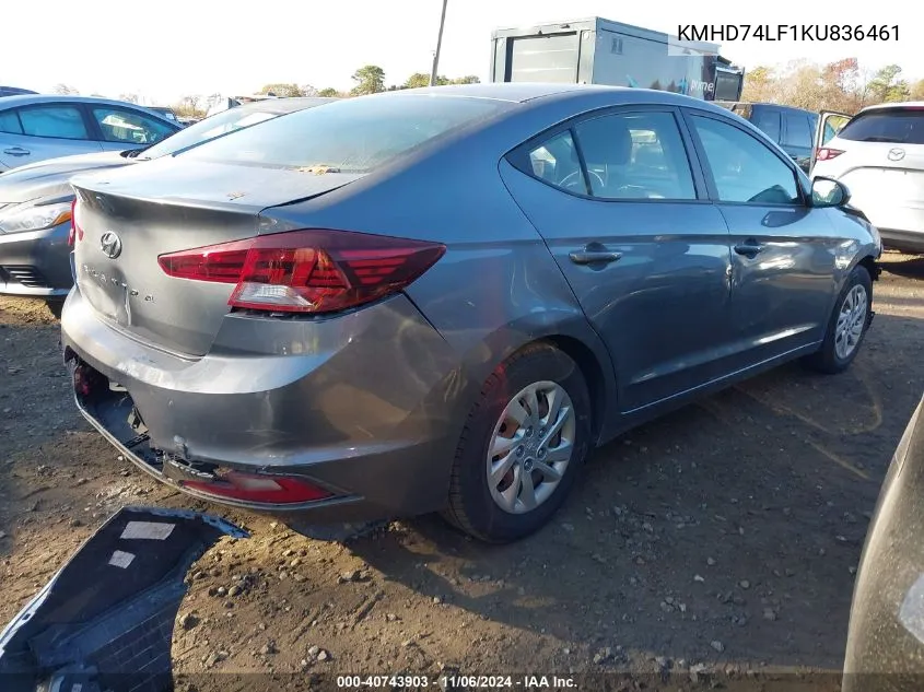 2019 Hyundai Elantra Se VIN: KMHD74LF1KU836461 Lot: 40743903