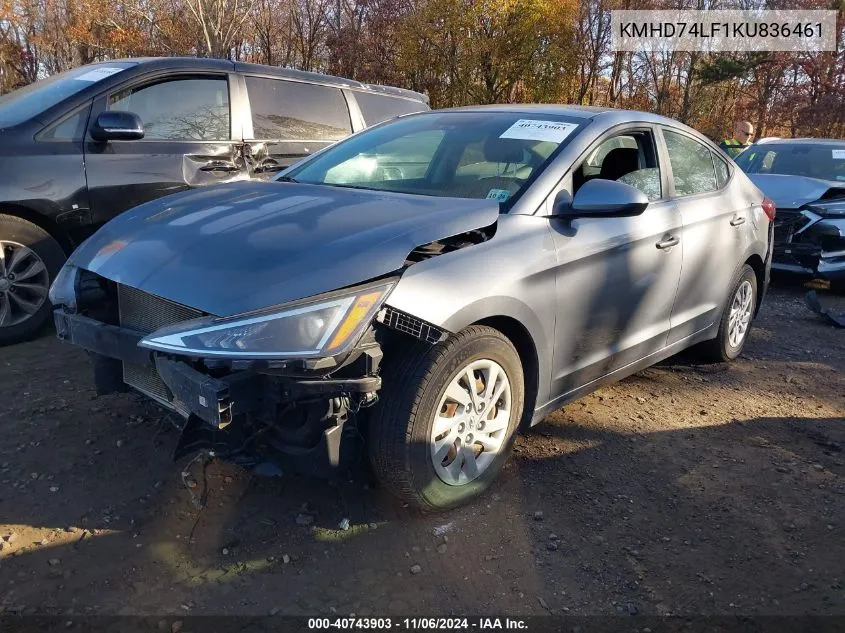 2019 Hyundai Elantra Se VIN: KMHD74LF1KU836461 Lot: 40743903