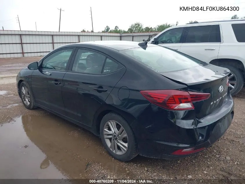 2019 Hyundai Elantra Value Edition VIN: KMHD84LF0KU864300 Lot: 40760209