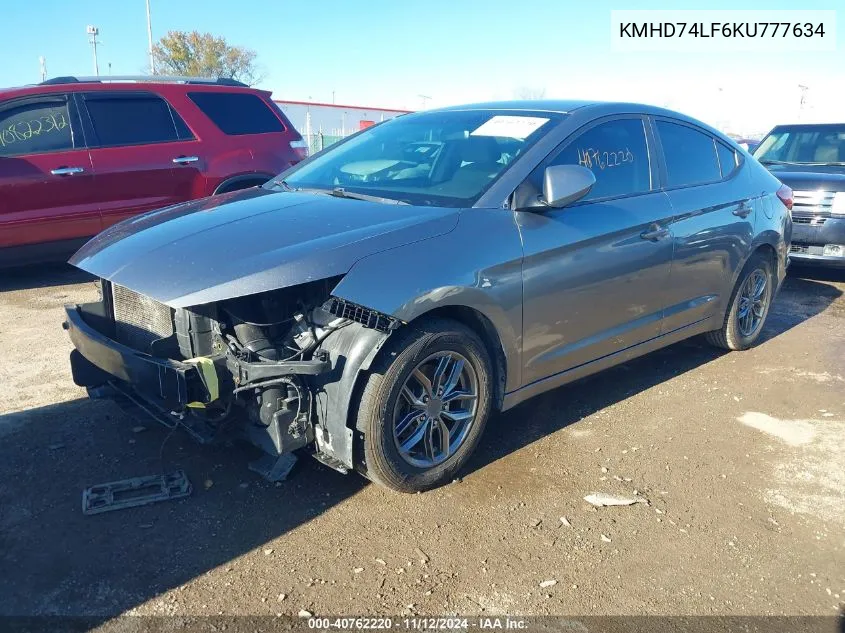 2019 Hyundai Elantra Se VIN: KMHD74LF6KU777634 Lot: 40762220