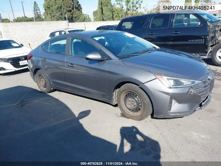 2019 Hyundai Elantra Se VIN: 5NPD74LF4KH405241 Lot: 40762628