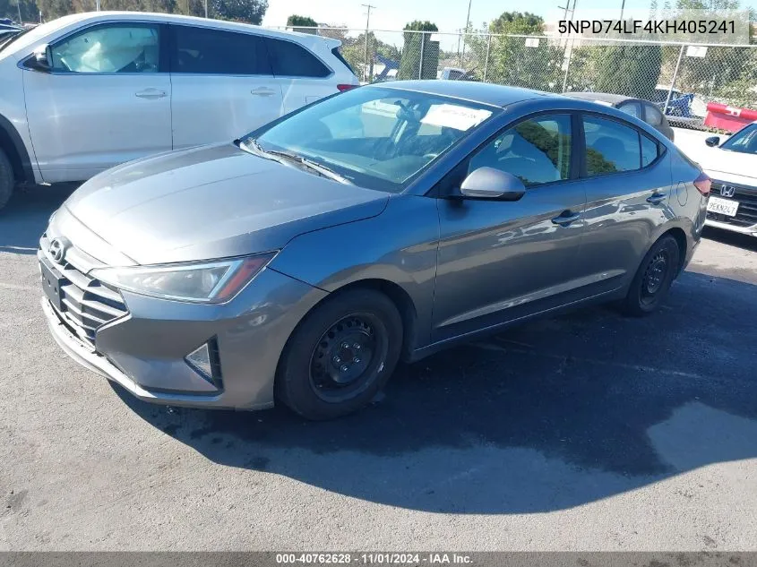 2019 Hyundai Elantra Se VIN: 5NPD74LF4KH405241 Lot: 40762628