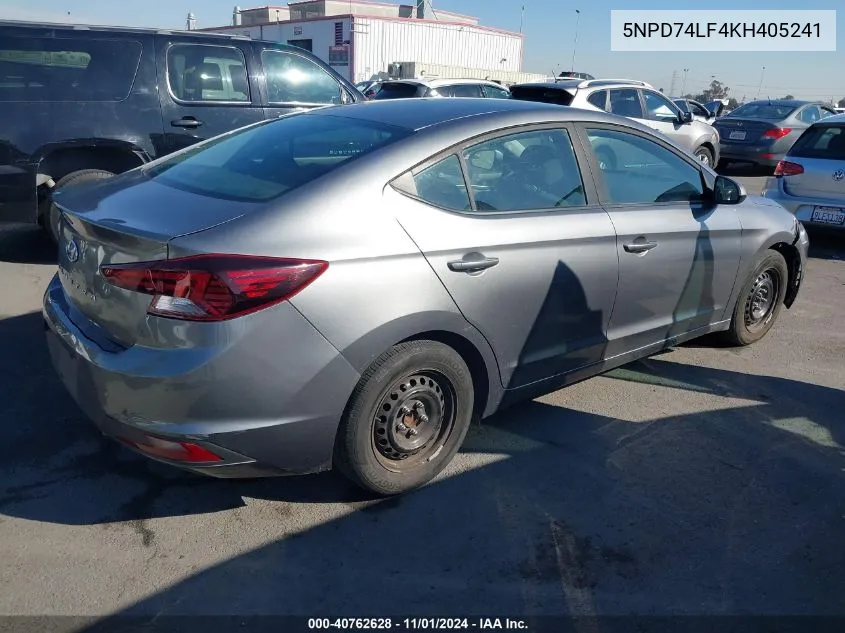 2019 Hyundai Elantra Se VIN: 5NPD74LF4KH405241 Lot: 40762628