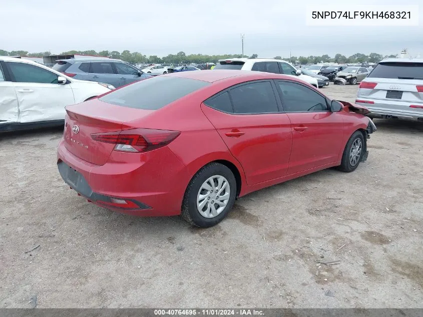 2019 Hyundai Elantra Se VIN: 5NPD74LF9KH468321 Lot: 40764695