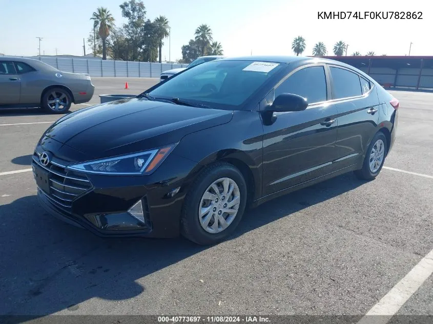 2019 Hyundai Elantra Se VIN: KMHD74LF0KU782862 Lot: 40773697