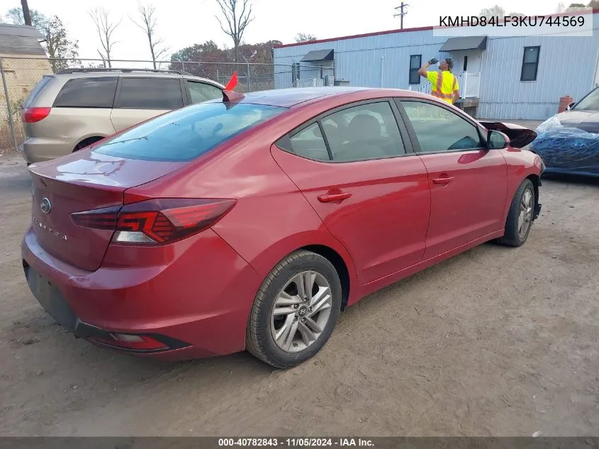 2019 Hyundai Elantra Sel VIN: KMHD84LF3KU744569 Lot: 40782843