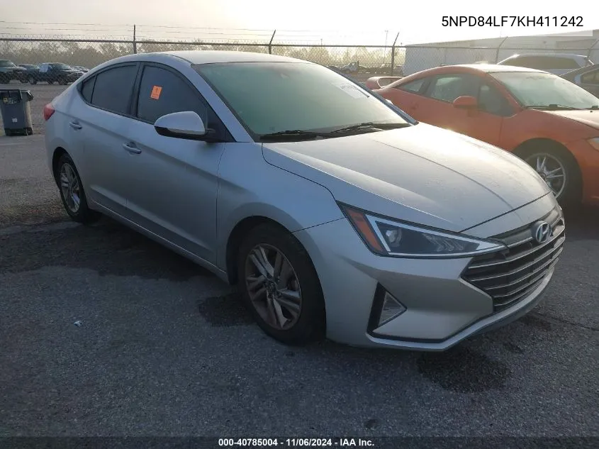 2019 Hyundai Elantra Sel VIN: 5NPD84LF7KH411242 Lot: 40785004