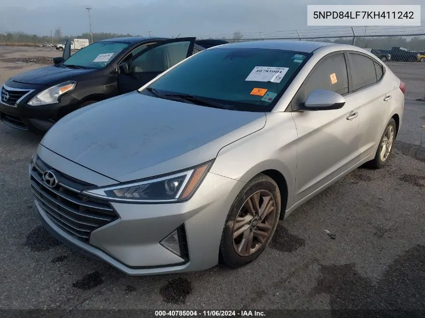 2019 Hyundai Elantra Sel VIN: 5NPD84LF7KH411242 Lot: 40785004