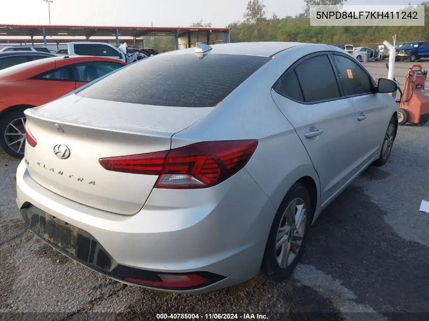 2019 Hyundai Elantra Sel VIN: 5NPD84LF7KH411242 Lot: 40785004