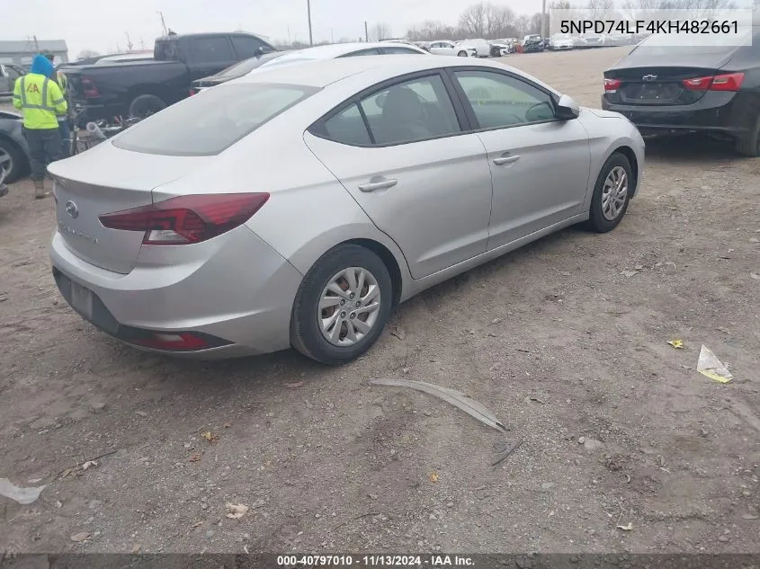 2019 Hyundai Elantra Se VIN: 5NPD74LF4KH482661 Lot: 40797010