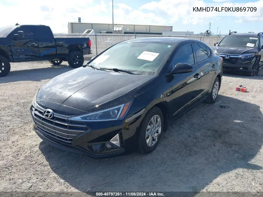 2019 Hyundai Elantra Se VIN: KMHD74LF0KU869709 Lot: 40797261