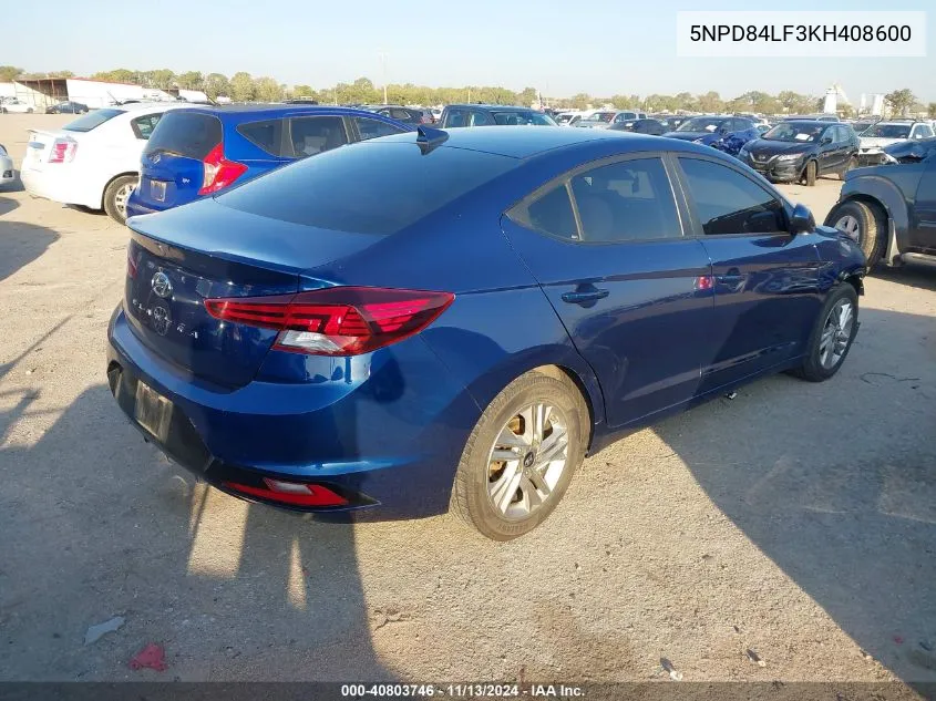 5NPD84LF3KH408600 2019 Hyundai Elantra Sel