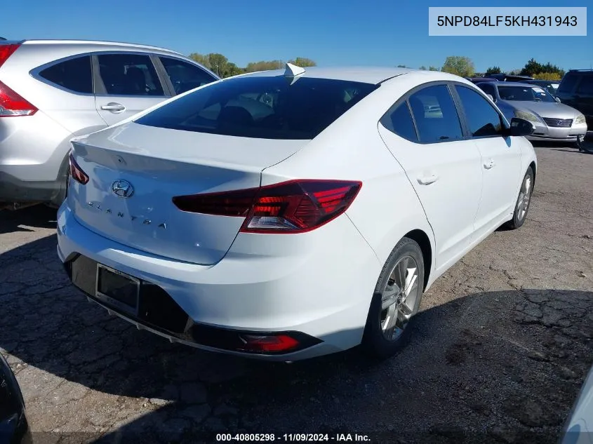 2019 Hyundai Elantra Value Edition VIN: 5NPD84LF5KH431943 Lot: 40805298