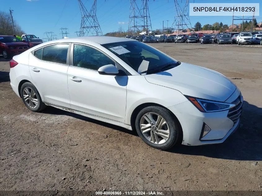 2019 Hyundai Elantra Sel VIN: 5NPD84LF4KH418293 Lot: 40806965