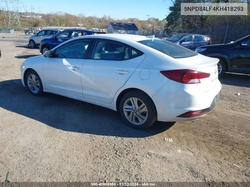 2019 Hyundai Elantra Sel VIN: 5NPD84LF4KH418293 Lot: 40806965