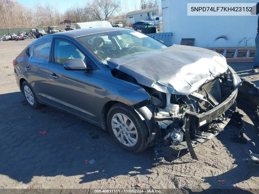 2019 Hyundai Elantra Se VIN: 5NPD74LF7KH423152 Lot: 40811111