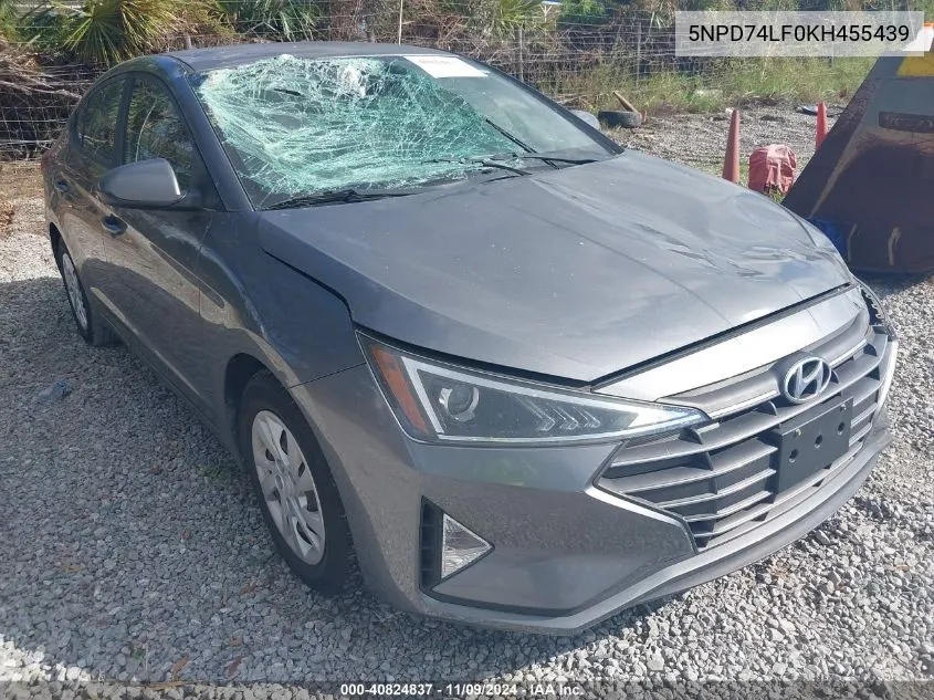 2019 Hyundai Elantra Se VIN: 5NPD74LF0KH455439 Lot: 40824837