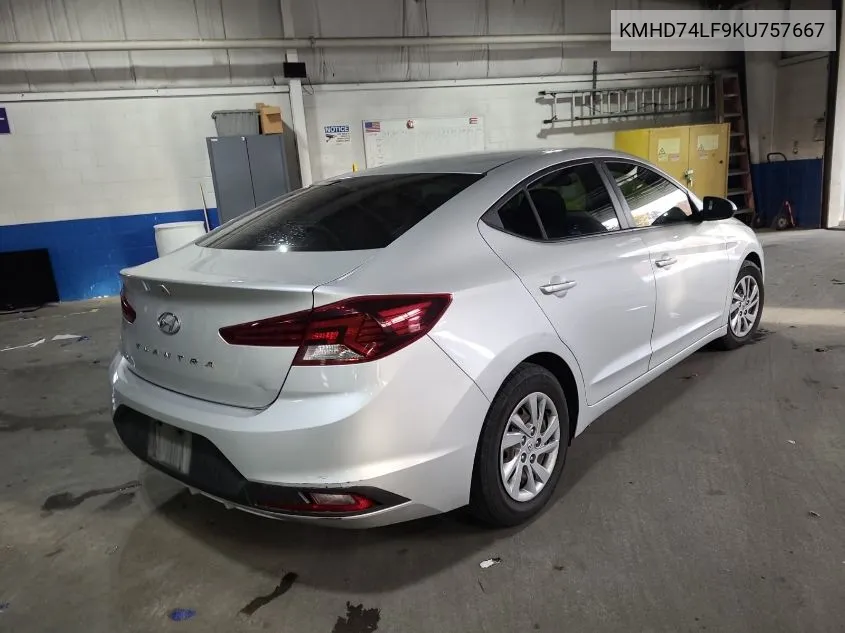 2019 Hyundai Elantra Se VIN: KMHD74LF9KU757667 Lot: 40825132