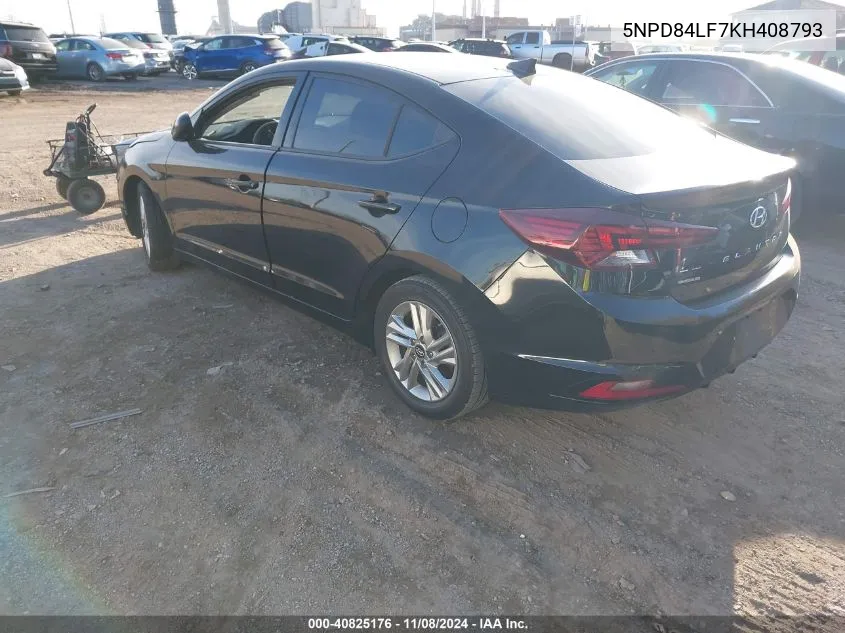 2019 Hyundai Elantra Sel VIN: 5NPD84LF7KH408793 Lot: 40825176