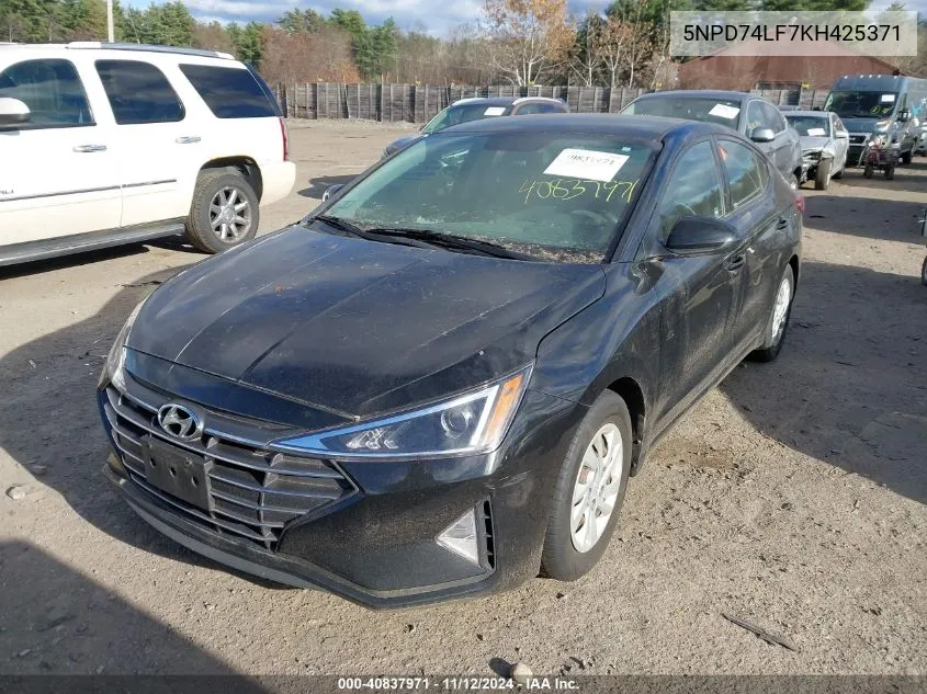 2019 Hyundai Elantra Se VIN: 5NPD74LF7KH425371 Lot: 40837971