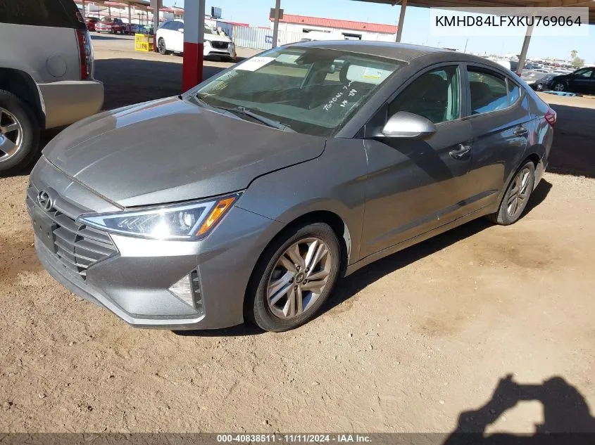 2019 Hyundai Elantra Sel VIN: KMHD84LFXKU769064 Lot: 40838511