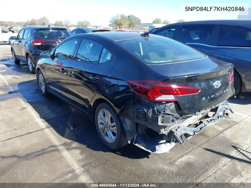 2019 Hyundai Elantra Sel VIN: 5NPD84LF7KH420846 Lot: 40843844