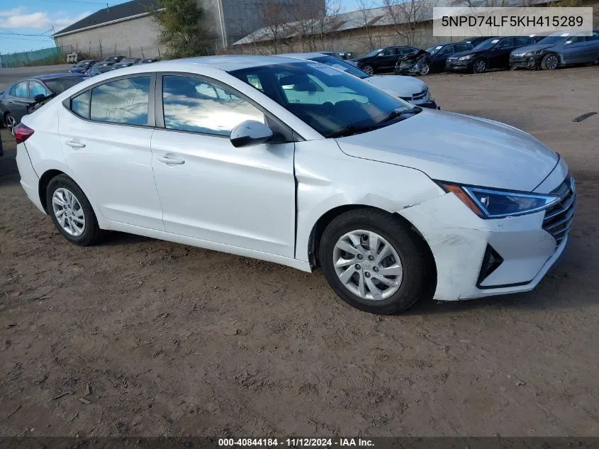 2019 Hyundai Elantra Se VIN: 5NPD74LF5KH415289 Lot: 40844184