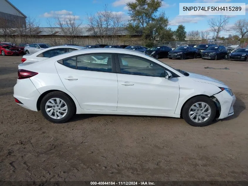 2019 Hyundai Elantra Se VIN: 5NPD74LF5KH415289 Lot: 40844184