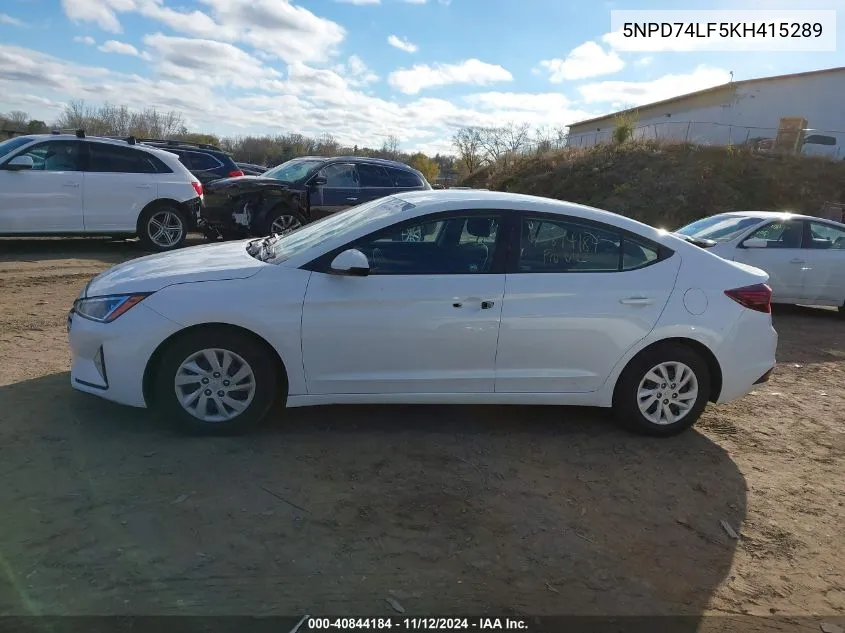 2019 Hyundai Elantra Se VIN: 5NPD74LF5KH415289 Lot: 40844184