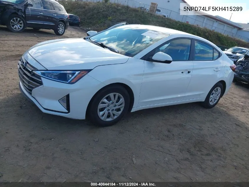 2019 Hyundai Elantra Se VIN: 5NPD74LF5KH415289 Lot: 40844184