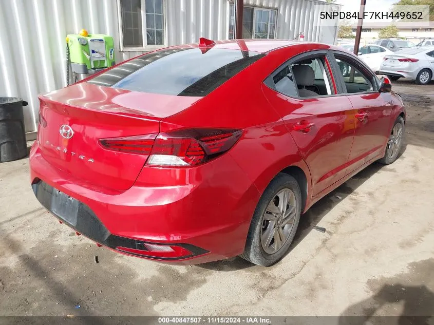 2019 Hyundai Elantra Sel VIN: 5NPD84LF7KH449652 Lot: 40847507