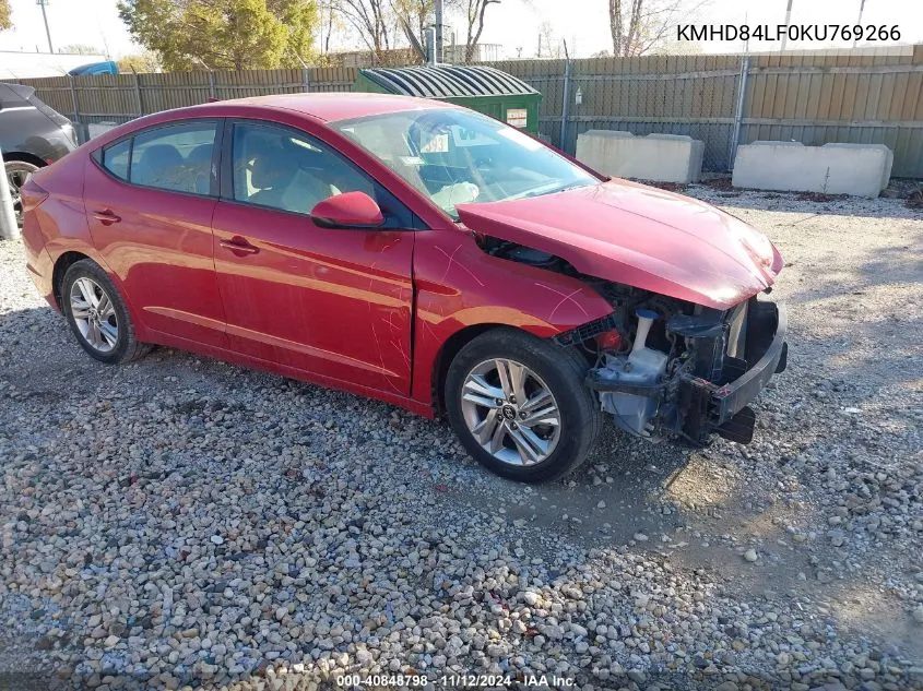 2019 Hyundai Elantra Sel VIN: KMHD84LF0KU769266 Lot: 40848798