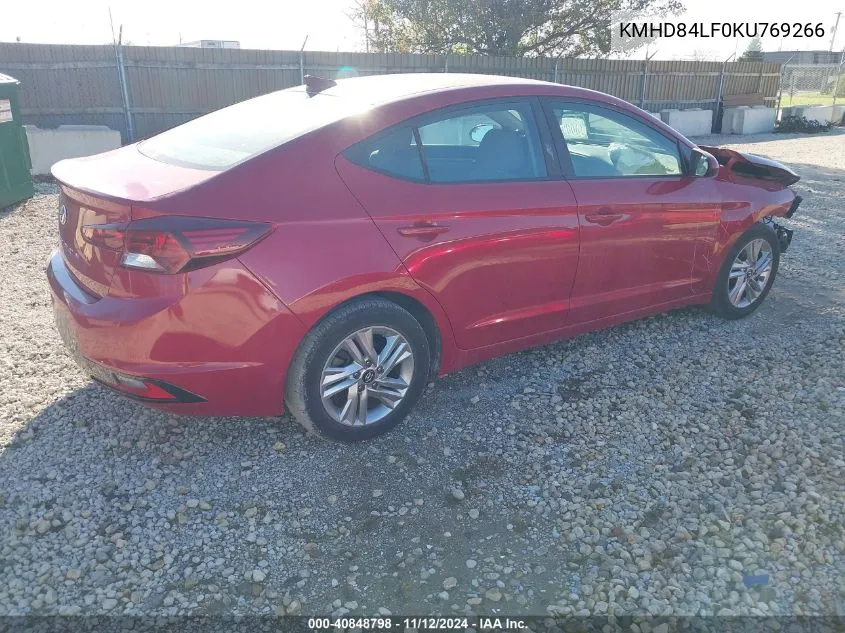 2019 Hyundai Elantra Sel VIN: KMHD84LF0KU769266 Lot: 40848798