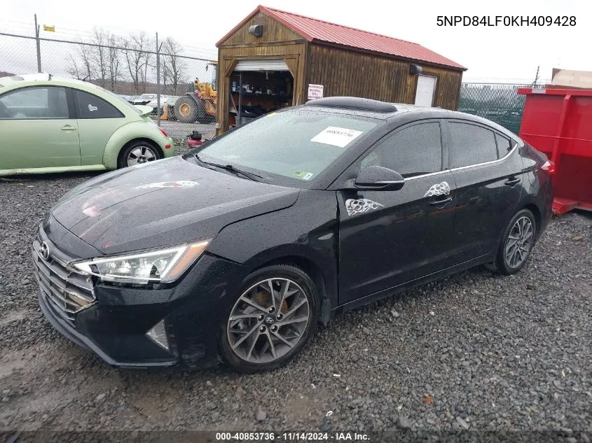 2019 Hyundai Elantra Limited VIN: 5NPD84LF0KH409428 Lot: 40853736