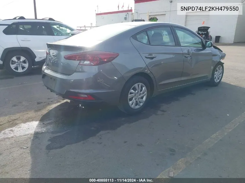 2019 Hyundai Elantra Se VIN: 5NPD74LF2KH479550 Lot: 40855113